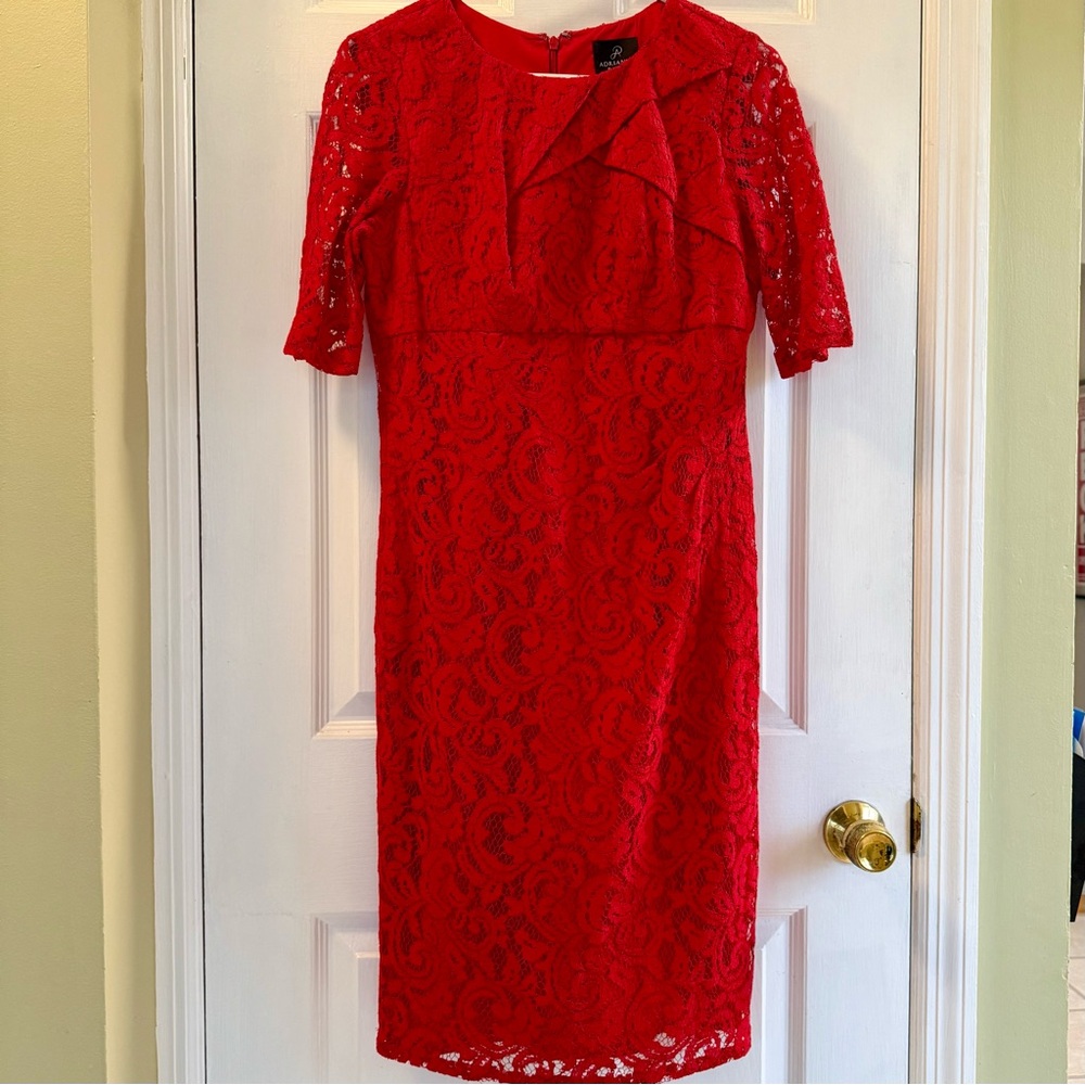 Adrianna Papell Vibrant Red Lace Dress